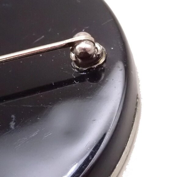 CHANEL Logo Round Bicolor Brooch 00A Metal Plastic Black Silver France 83KA600 - Picture 8 of 16